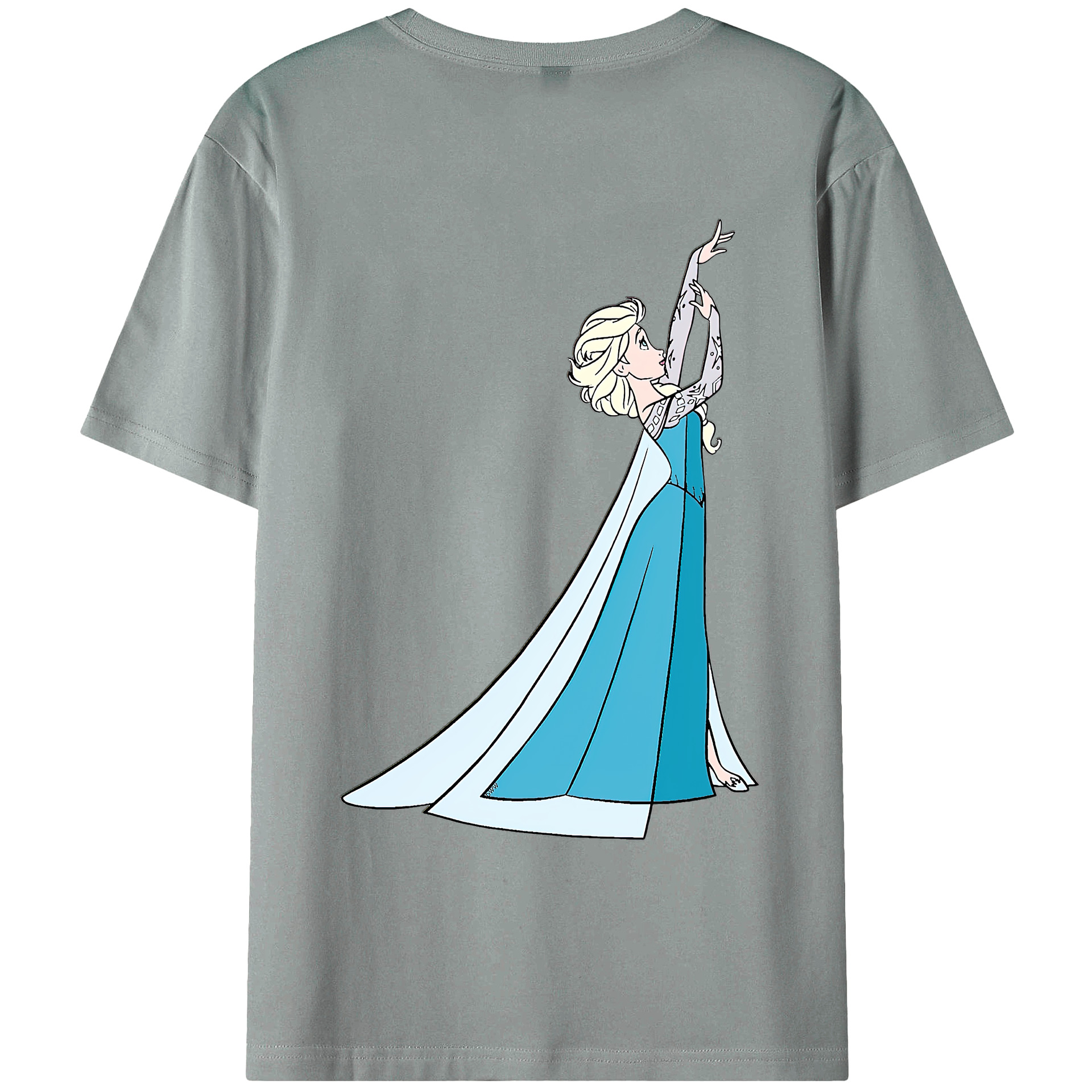 （画像用） アナと雪の女王 アンナ エルサ Frozen Anna Elsa 綿100％ メンズ半袖Tシャツ（バックプリント） 通気性